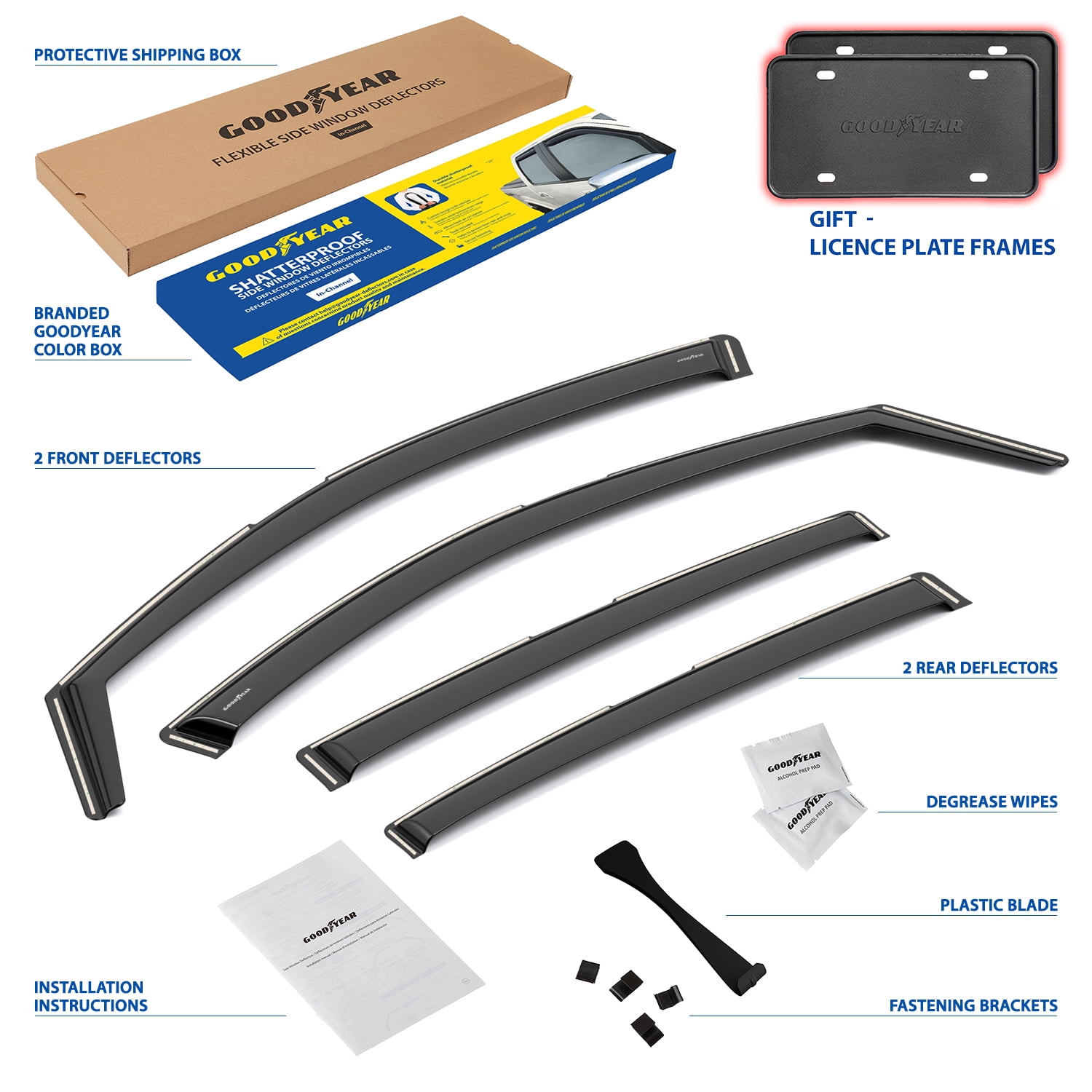 Goodyear Shatterproof in-Channel Window Deflectors for Toyota Venza 2021-2025, Rain Guards, Window Visors for Cars, Vent Deflector, Car Accessories, 4 pcs - GY008085