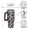 thumbnail image 4 of 40oz Pioneer Flower Floral Print Pattern Insulated Tumbler with Handle, BPA-Free Leak Proof Lid and Straws, Double Wall Vacuum, Hot 12h/Cold 34h, 4 of 6
