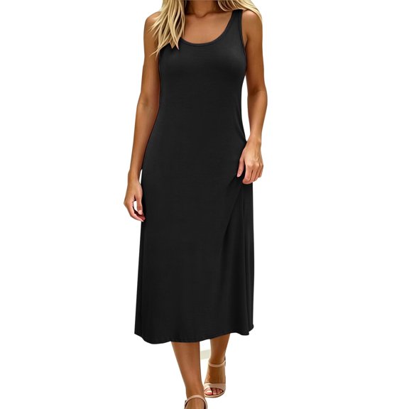 ZNQHFRE Nightgown for Womens Sleeveless Crew Neck Loose Nightdress Sleepwear Comfy Night Gowns