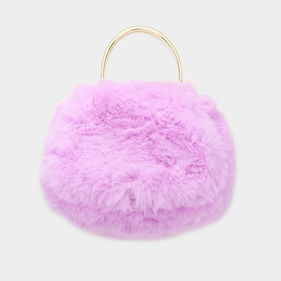 Solid Faux Fur Tote / Crossbody Bag