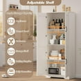 thumbnail image 6 of Huisuilinss 60" Tall Pantry Cabinet,Kitchen Pantry Storage Cabinets with 2 Door and 3 Adjustable Shelves, White Wood Pantry Storage Cabinet, Cupboard for Kitchen, Dining Room, Living Room and Bathroom, 6 of 7
