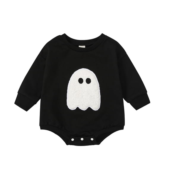 Elippeo Toddler Baby Sweatshirt Rompers 6 12 18 24 Months  Halloween Ghost Pattern Long Sleeve Jumpsuit for Newborn Infant Cute Clothes