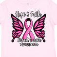 thumbnail image 4 of Inktastic Breast Cancer Awareness Hope and Faith with Butterfly Ribbon Girls Toddler T-Shirt, 4 of 5