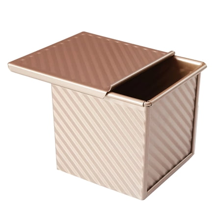 Loaf Pan with Lid, Nonstick Coating, Gold Striped Design, Long-lasting Carbon Steel Construction, Ideal for Homemade Bread Baking