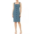thumbnail image 3 of MODA NOVA Juniors Button Decor Bow Tie Waist Suspender Overall Jumper Dress, 3 of 7