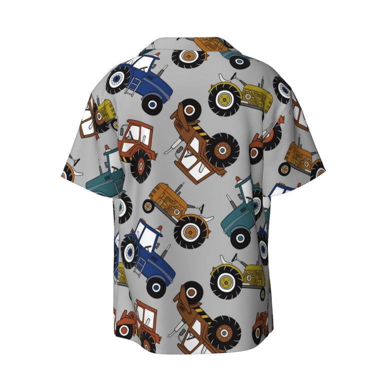 Wukai Color Tractor Men's Casual Short-Sleeve Button Down Shirt - Lightweight  Summer Dress Shirt for Daily Wear-4X-Large - Walmart.com