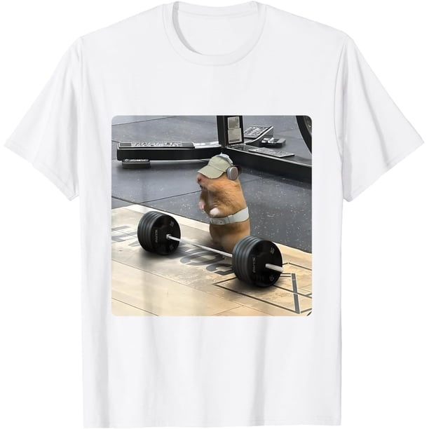 Hamster Deadlift Training Funny Cute Rat Weightlifting Meme Camiseta