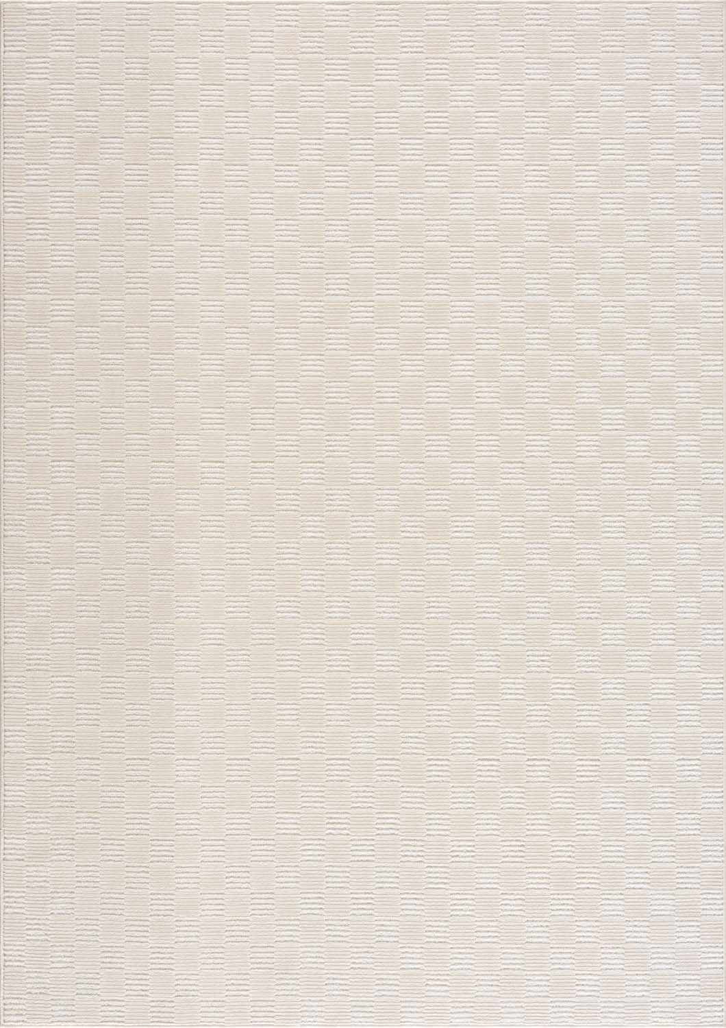 Hauteloom Truls Machine Washable Contemporary Area Rug - Modern Geometric Checkered Carpet for Living Room, Bedroom - Cream - 9'2" x 12'