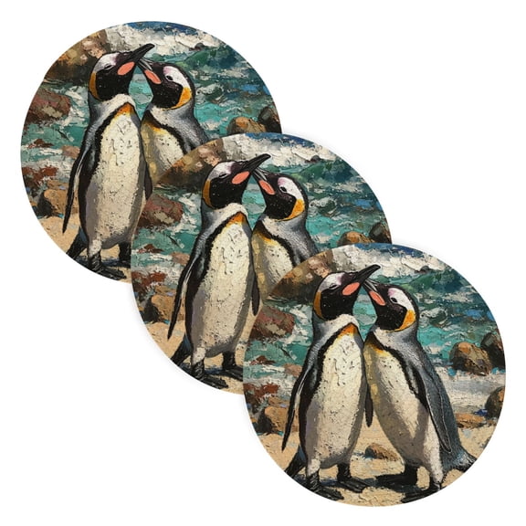 BZSMCE Mats for Pots,Pans Place Penuins Couple Simple Style Pattern Pot Mats
