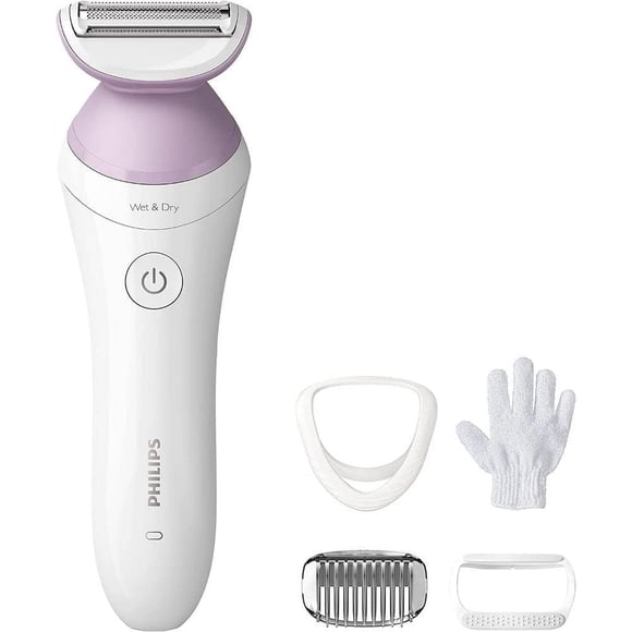 Philips Beauty Lady Afeitadora Eléctrica Serie 6000, Inalámbrica con 4 Accesorios, BRL136/00, Blanca