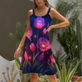 thumbnail image 3 of Ladies' Summer Dress Beach Sleeveless Watercolor Wildflowers T-shirt Vest Sun Skirt, 3 of 8