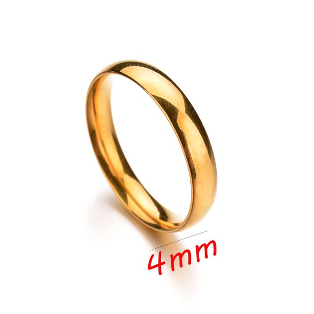 Anillos de pareja de acero inoxidable liso Letdiffery oro Simple 4MM mujeres hombres amantes joyería de boda regalos de compromiso Tan Jianjun unisex