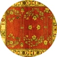 thumbnail image 1 of Ahgly Company Machine Washable Indoor Round Persian Yellow Traditional Area Rugs, 3' Round, 1 of 4