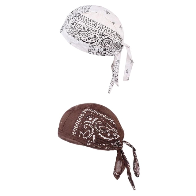 2pc Skull Loss Head Bufanda Musulmana Bandana Turbante Soledad Algodón Unisex Durag