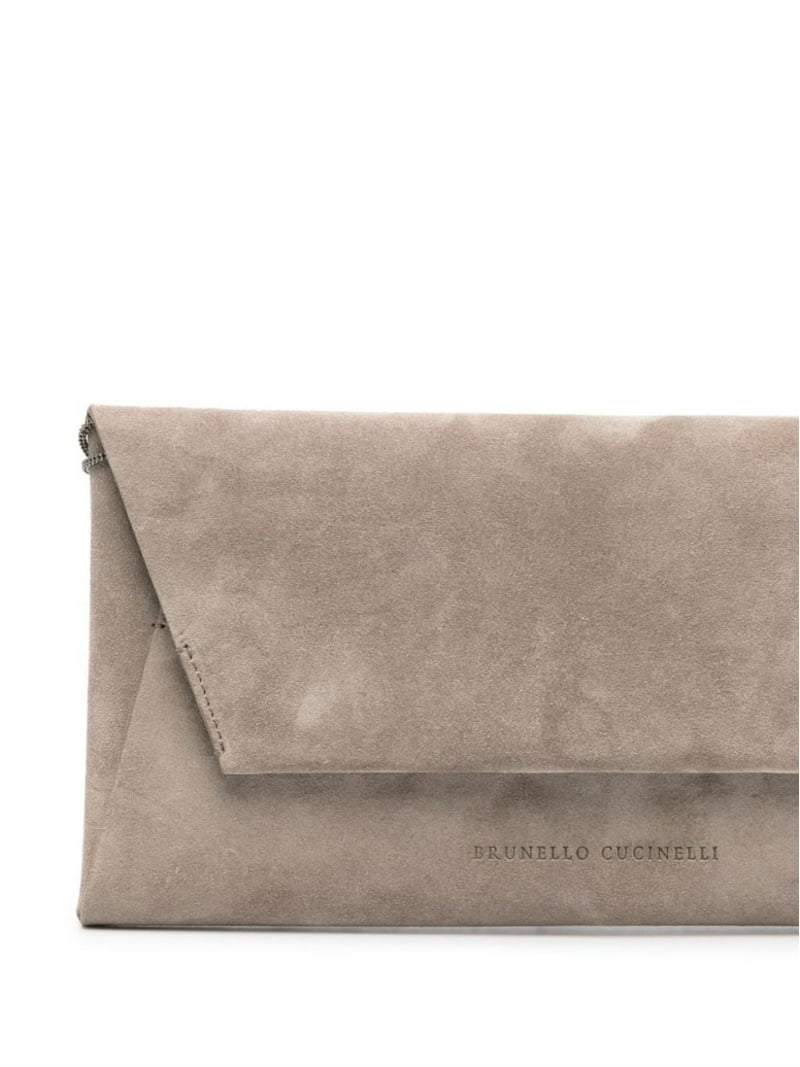 【関税&送料込み】Brunello Cucinelli Suede Leather Clutch Brunello Cucinelli Women's Suede Finish Clutch Bag With Fold