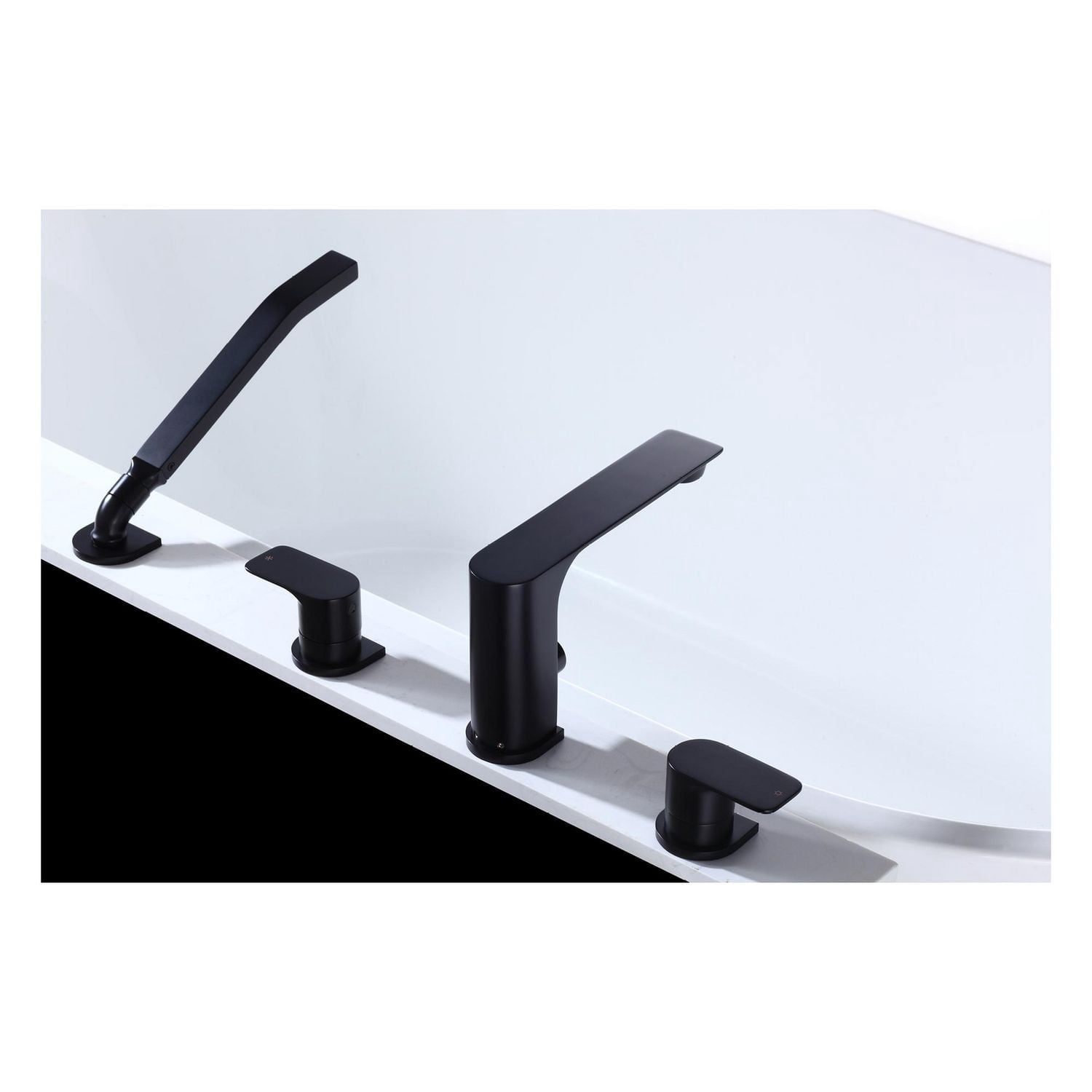 The akuaplus® Roman Bathtub Faucet ELENA with Hand Shower in solid brass - 4 Pieces.