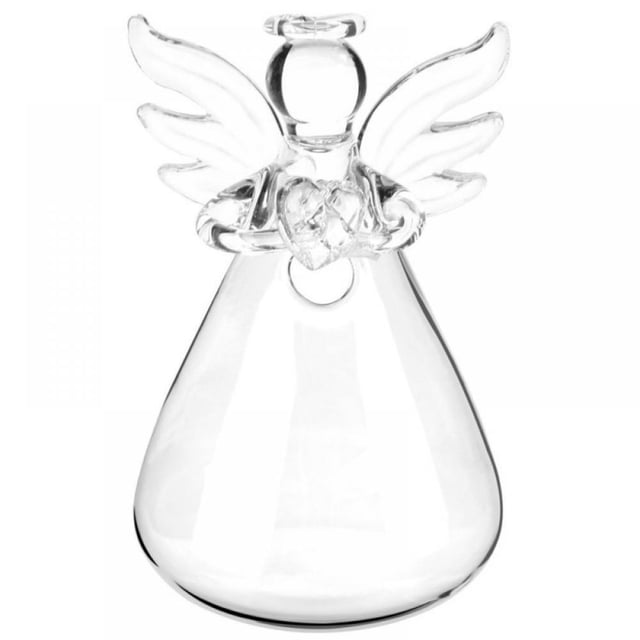 Greyghost Desktop Glass Vase Angel Shape Glass,Plant Terrarium Stand for Modern Home Decorations,Clear