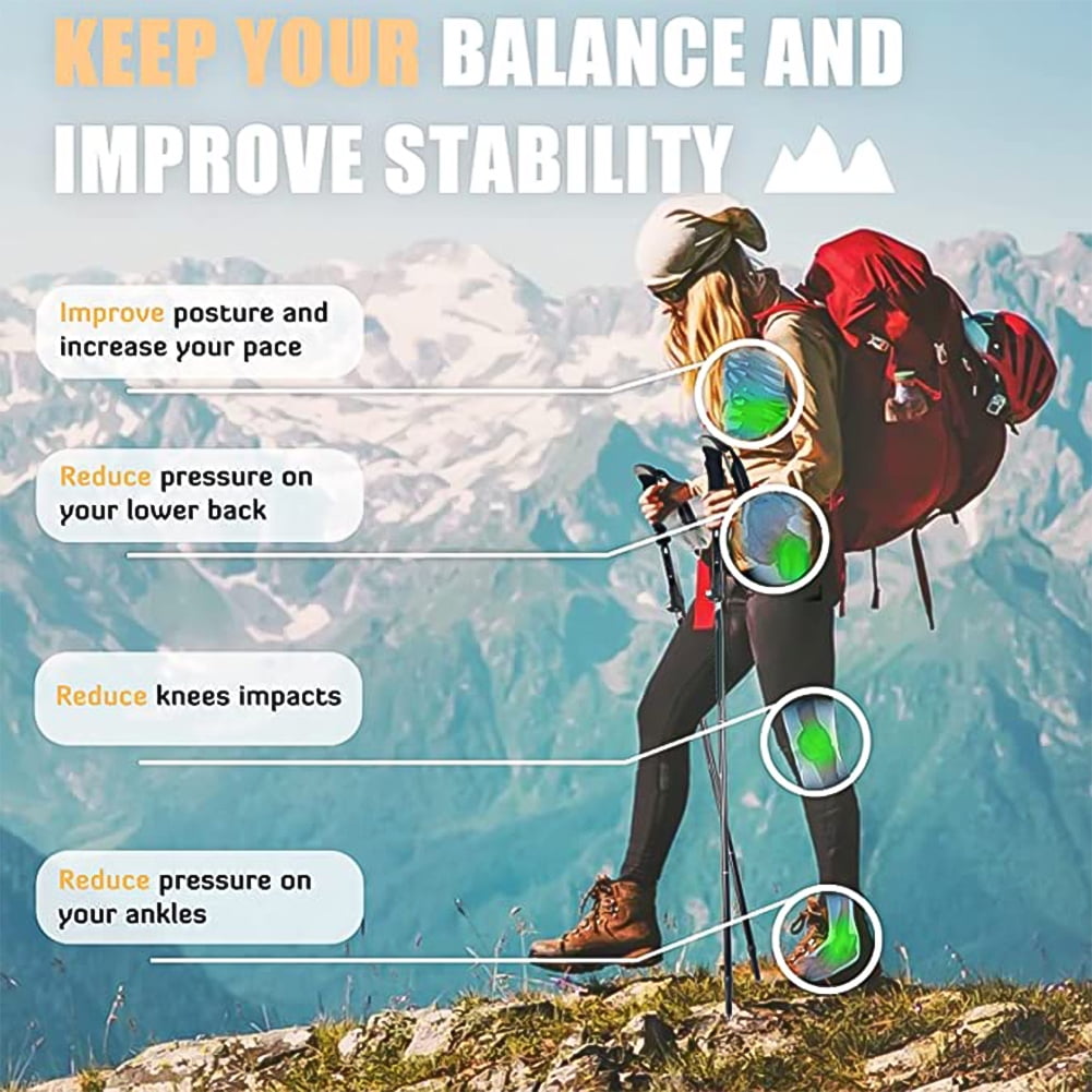 Kepooman Foldable 2pc Pack Hiking Poles, Adjustable Quick Lock Folding Poles, Hiking & Trekking Poles with Double Lock Design Essentials Accessories Gift for Men and Women, Black Kepooman Foldable 2pc Pack Hiking Poles, Adjustable Quick Lock Folding Poles, Hiking & Trekking Poles with Double Lock Design Essentials Accessories Gift for Men and Women, Black