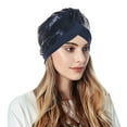 thumbnail image 2 of Prolriy Turbans for Women Women Muslim Turban Hatbow Sequins Hair Bonnet Head Scarf Wrap Cover Head Wraps Hats for Women Navy, 2 of 4