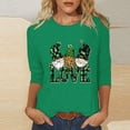 thumbnail image 1 of Meichang Hauts à Manches 3/4 pour Femmes, T-Shirts Graphiques Verts, Blouses Décontractées à Col Rond, Joyeux St Patricks Day, 1 of 4
