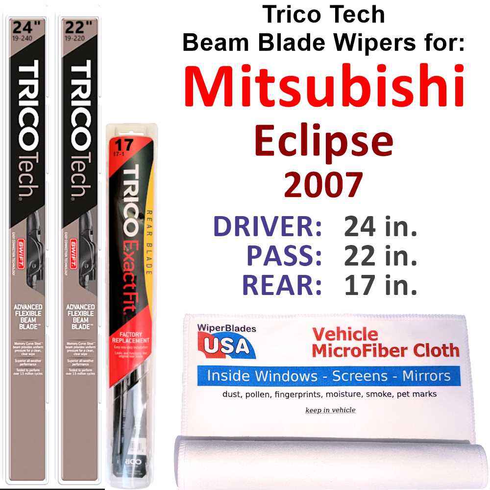 2007 Mitsubishi Eclipse Beam Blade Wipers (Set of 3) w/Rear Wiper