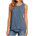 thumbnail image 2 of Tank Tops for Women Summer Flowy Cotton Linen Layered Hem Sleeveless Tops Dressy Casual Crewneck Tunic Blouses, 2026 New Limited-time Off, 2 of 6
