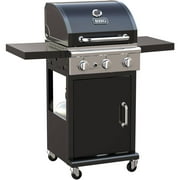 3 Burner LP Gas Grill, Black with Side Burner