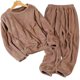 thumbnail image 1 of Conjunto de pijama grueso y cálido para mujer, jersey de color liso con cuello redondo, para niñas, mujeres, amantes y madres, 1 of 3