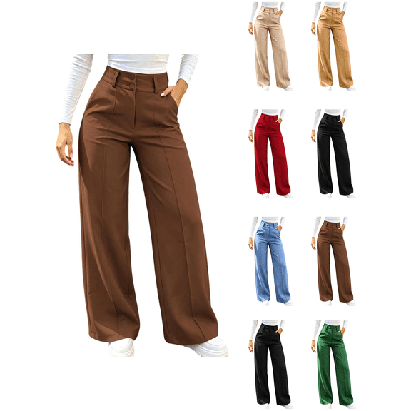 Zynoxe Women's Cargo Sweatpants Elastic Waist Drawstring Sweatpants for Women Loose Solid Color Wide Leg Pants Trendy Streetwear Casual Trousers with Mulit Pockets L