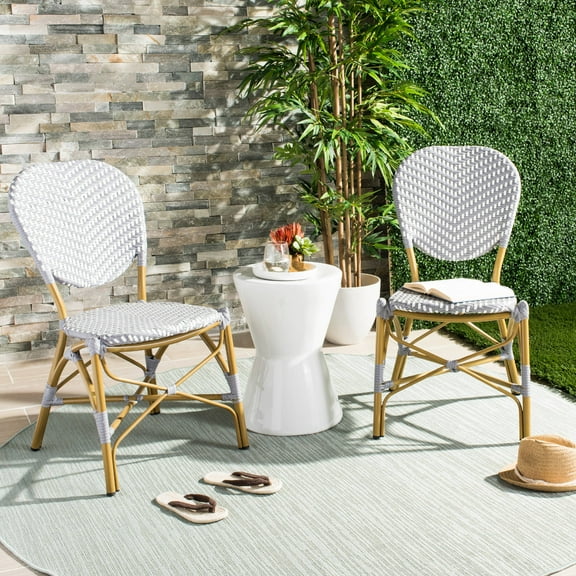 Safavieh Lisbeth Outdoor Striped Side Chair, Set of 2 - Grey/White