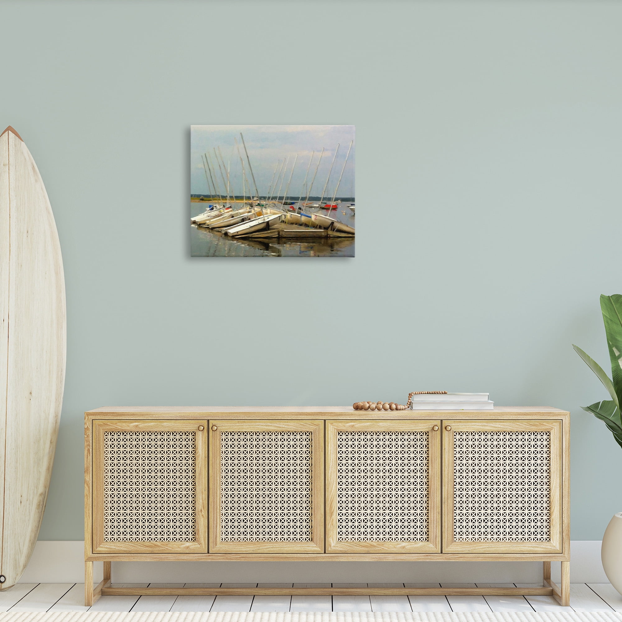 Stupell Industries Maritime Docked Boats Transportation Painting Gallery Wrapped Canvas Art Print Wall Art, 30 x 24