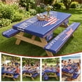 thumbnail image 7 of Tumao 6FT American Flag Picnic Table Cover with Bench Covers and Carrying Bag, 4th of July Waterproof Windproof Camping Rectangle Tablecloths, Washable Polyester Cover for Patio Indoor Outdoor, 7 of 7