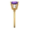 thumbnail image 3 of 3 ct Cushion Cut Natural Amethyst Three-Stone Engagement Ring for Women in 18K Yellow Gold, 3 of 5