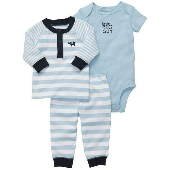 Carter's Baby Boys' 3 Pc Set - Blue Stripe Elephant - 6 Months