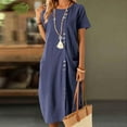 thumbnail image 5 of DailyTrove Women's Boat Neck Short Sleeve Buttoned Midi Dress, Comfortable Outerwear for Summer Office Commute Casual Gatherings, 5 of 6