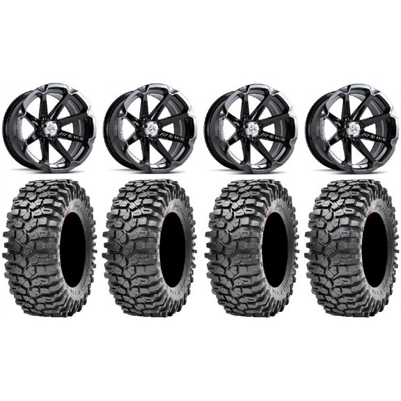 MSA Black Diesel 14" Wheels 32" Roxxzilla 396 Tires Sportsman RZR Ranger
