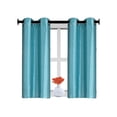 thumbnail image 2 of D24 Set of 2 pieces panels faux silk linen blackout light filtering 100% privacy window curtain for kitchen, bedroom décor 30" X 36" Teal color, 2 of 4