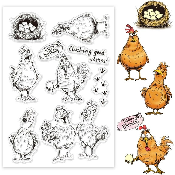 Chicken Clear Stamps Cartoon Animals Silicone Clear Stamp Seals Eggs Farm Animals Transparent Stamps for DIY Scrapbooking Cards Making Photo Album Journal DIY