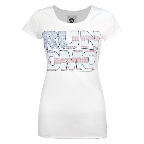 Amplified Clothing Run Dmc Diamante Logo Womens White Short Sleeved T-Shirt | M | Made by Vanilla Underground