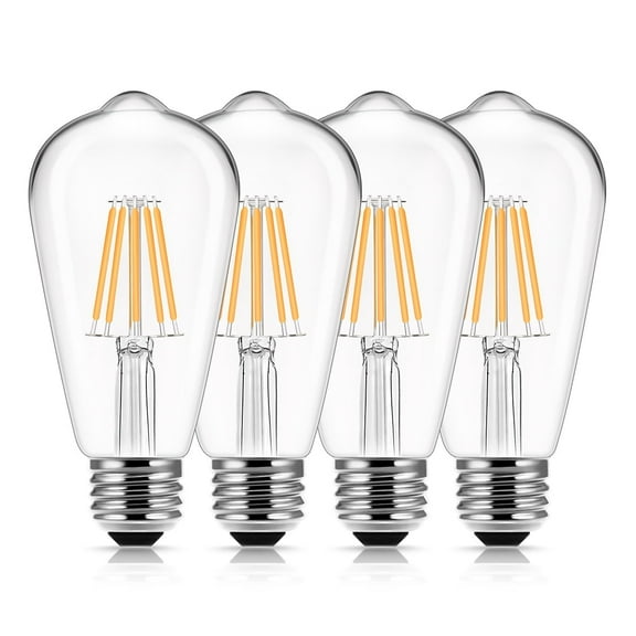 YANSUN Vintage LED Edison Light Bulbs, 2700K, 60 Watt Equivalent, ST58 Filament for Pendant, Chandeliers and Decorative Fixtures, 4 Pack