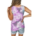 thumbnail image 3 of Womens Essential Tie Dye Tank Tops Loose Round Neck Sleeveless Tunic Top Twist Knot Daily Wear Rainbow Tops, 3 of 3