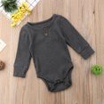 thumbnail image 3 of Gupgi Newborn Baby Long Sleeve Romper Knitted Rib Casual Button Jumpsuit, 3 of 4