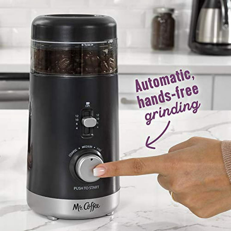 MR. COFFEE Electric Coffee Grinder 4-12 Cups 3 Grind Settings Auto-Off Mod  IDS77