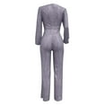 thumbnail image 4 of Ediodpoh Jumpsuits for Women Casual Jumpsuit Long Sleeve Belted Sequin Jumpsuit Womens Jumpsuits Grey S, 4 of 5