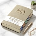 thumbnail image 3 of 2027 Weekly and Monthly Planner, Hardcover Leather Calendar for Office Planning,Khaki, 3 of 6