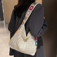 thumbnail image 3 of Spencer Crochet Bag Women Crochet Shoulder Bag Knitting Crossbody Handbag Floral Hollow Beach Tote Bag, White, 3 of 9