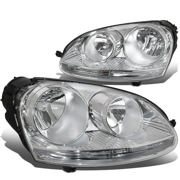 DNA Motoring For 05-10 VW Jetta Golf GTI MK5  Rabbit Euro Chrome Clear Headlight Lamps Pair