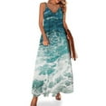 thumbnail image 1 of Vestido sin mangas con olas del océano azul, vestido de verano estilo coreano, falda de verano para mujer coreana, 1 of 7