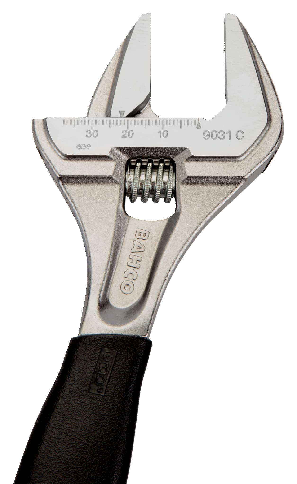 Bahco 8" SAE Big Mouth Adjustable Wrench with Handle, Wide Jaw, Slim Head, and True Ergo Grip for Tight Spaces, Ideal for Maintenance, Plumbing, and Electrical Repair Tasks