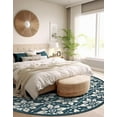 thumbnail image 5 of Unique Loom Outdoor Trellis Collection Area Rug - Tiles (4' 1" Round Navy Blue/Ivory), 5 of 9